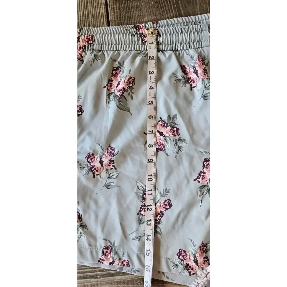 Abercrombie & Fitch Mens Swim Shorts XXL Blue Floral Butterfly Drawstring Trunks